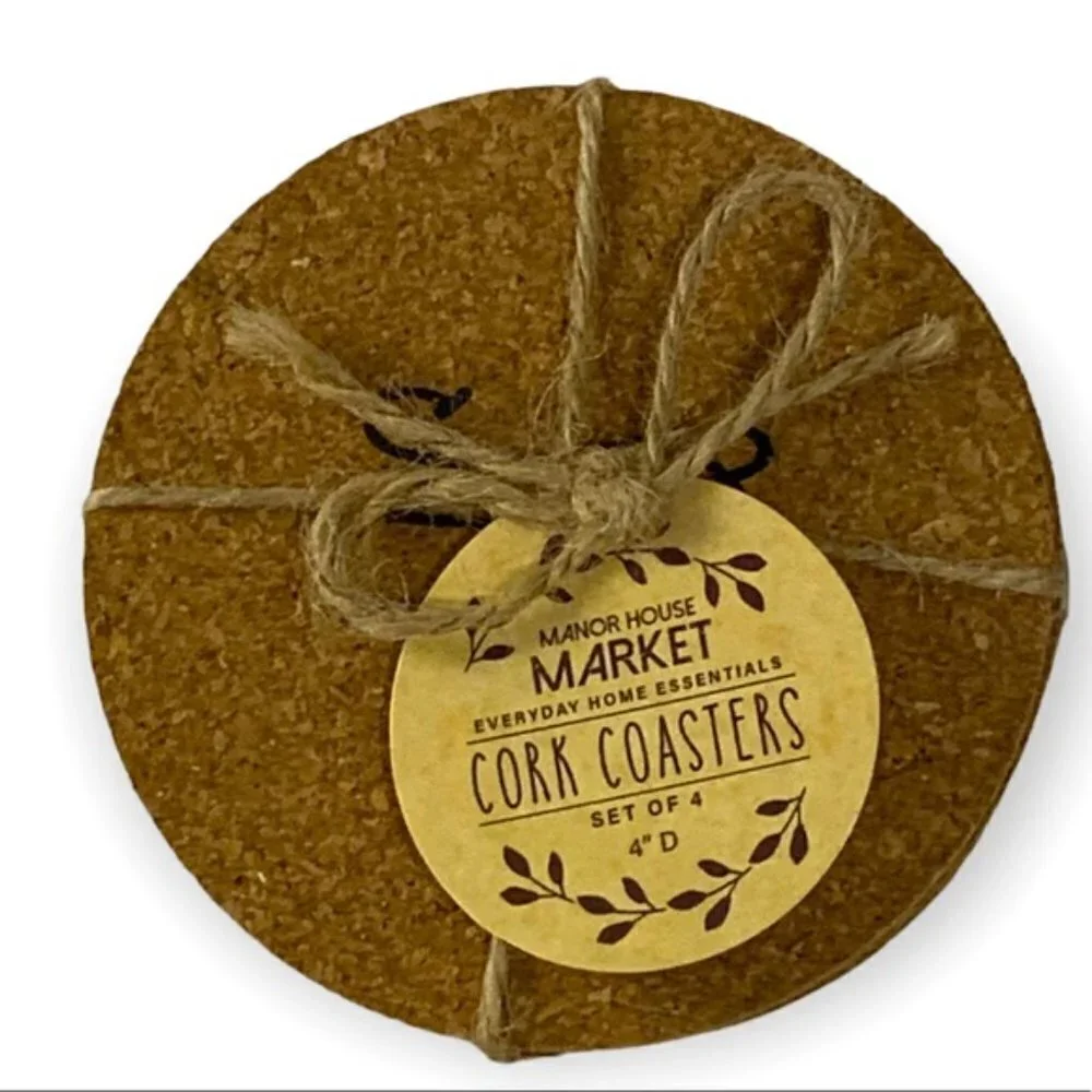 Cork Coasters Set of 4 Rae Dunn Font Quotes Neutral By Manor House Market 4 inch - Picture 3 of 9